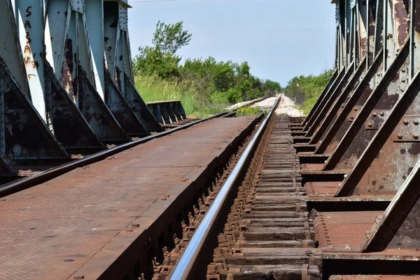 Vieux Pont Ferroviaire Métal Rouillé — Photo