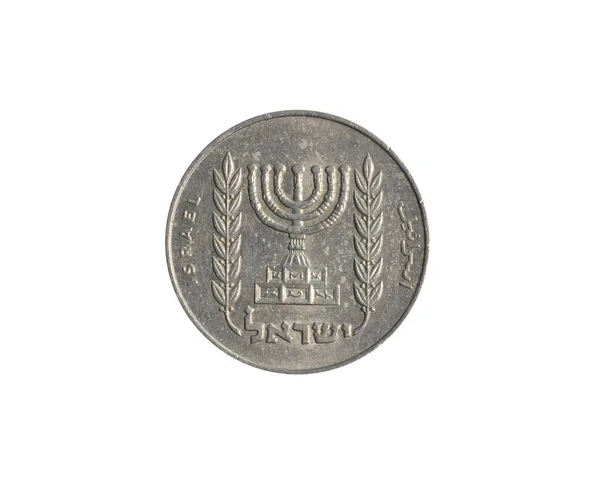 Obrácená Polovina Liry Mince Izraele Která Ukazuje Státní Znak Menorah — Stock fotografie