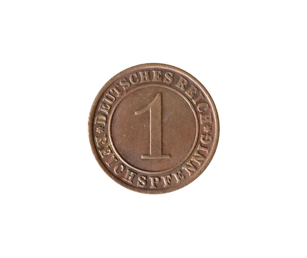 Vintage One Pfennig Νόμισμα Κατασκευασμένο Από Γερμανία 1925 — Φωτογραφία Αρχείου