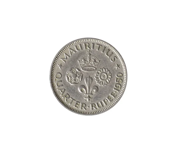 Вінтажний Квартал Рупія Монета Зроблена Маврикієм 1950 Року — стокове фото