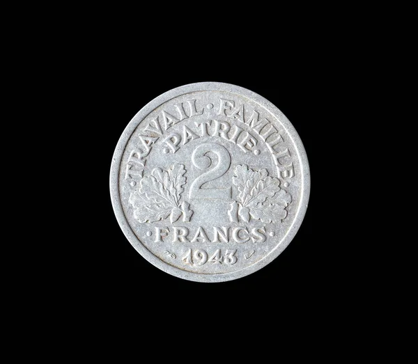 Монеты Французских Франков 1943 Мировой Войны Выпуска — стоковое фото