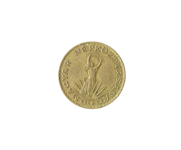헝가리 동전의 앞면에는 손으로 광선을 동전을 여성의 모습이 그려져 — 스톡 사진