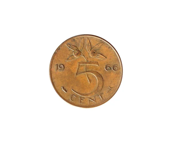 Omvänd Cent Mynt Tillverkade Nederländerna 1966 Som Visar Numeriskt Värde — Stockfoto