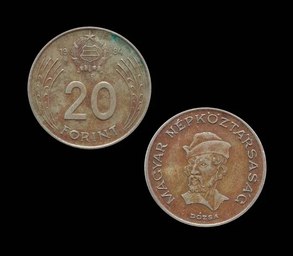 Венгрия Форинтовых Монет 1984 Года Черном Фоне — стоковое фото