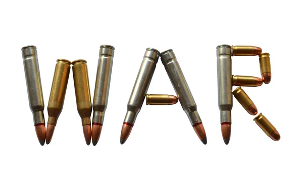 War Written Ammunition White Background — Stock Photo, Image