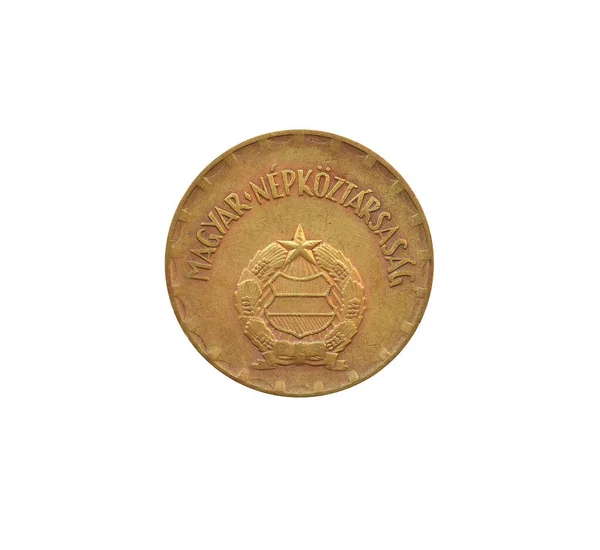 Лицьовій Стороні Двох Монет Зроблених Угорщиною Зображено Герб — стокове фото