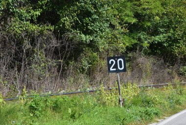 Lokomotif sürücülerini en yüksek hızın saatte 20 kilometre olduğu konusunda uyaran demiryolu tabelası