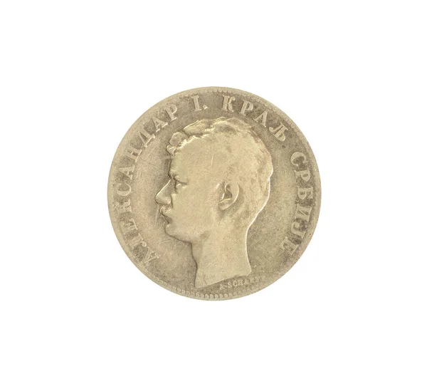 Obverse Dinars Coin Made Serbia 1897 Shows Portrait King Alexander —  Fotos de Stock
