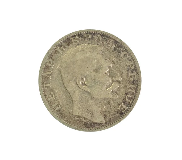 Obverse Dinares Moeda Feita Pela Sérvia 1904 Que Mostra Retrato — Fotografia de Stock