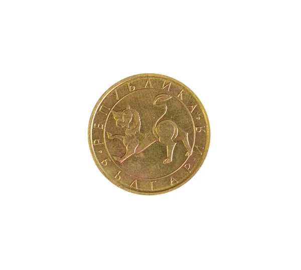 Монет Стотинкі Виготовлених Болгарією 1992 Році Зображають Скульптуру Стародавнього Лева — стокове фото