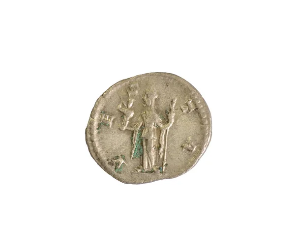 Ancient Roman Coin White Background — Stok fotoğraf