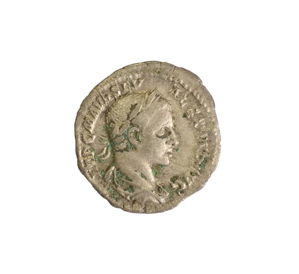 Ancient Roman Coin White Background — Fotografia de Stock