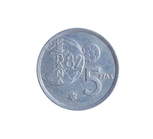 Five Pesetas Coin Made Spain Promotes Fifa World Cup Spain —  Fotos de Stock