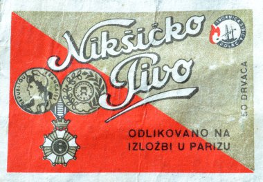 Dolac kibrit kutusundan çıkan kibrit kutusu etiketi, Niksiç bira fabrikasını destekliyor, 1960 'lardan kalma..