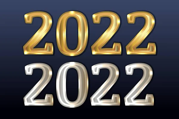 Een set metalen nummers 2022, een symbool van het nieuwe jaar. Indelingen voor kerstkaarten. — Stockvector