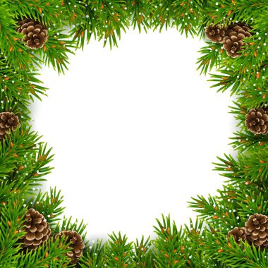 Çam kozalakları vektörlü Noel kare çerçevesi