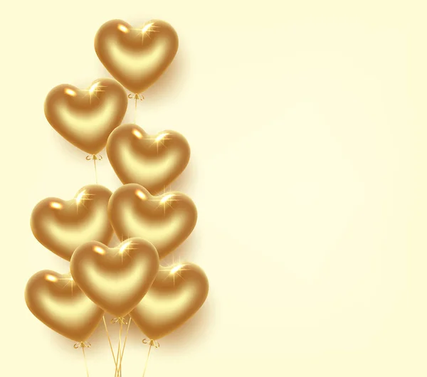 Corazones hechos de globos de oro banner vector — Archivo Imágenes Vectoriales