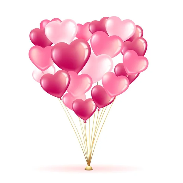 Μπουκέτο από μπαλόνια σε σχήμα καρδιάς διάνυσμα ρεαλιστική Διάνυσμα Αρχείου