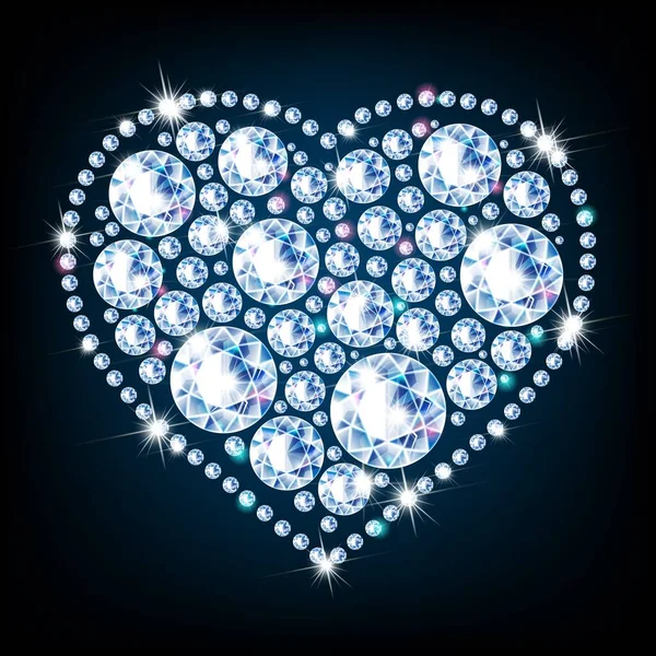 Διαμαντένια καρδιά σε σκούρο φόντο ρεαλιστικό διάνυσμα Royalty Free Διανύσματα Αρχείου