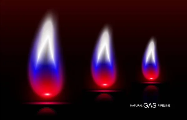 Trójbarwny kolor gazu wektor płomienia realistyczne eps 10 Ilustracja Stockowa