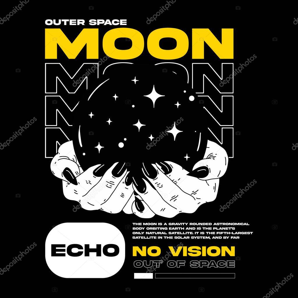 Moon slogan Vector design for t-shirt graphics, banner, fashion prints, slogan tees, stickers, cards,flyer, posters and other creative uses