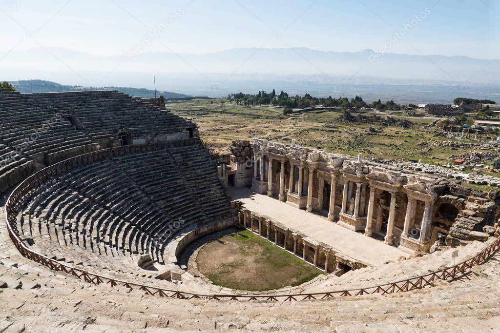 Hierapolis theatre, ancient greek city in Pamukkale, Turkey