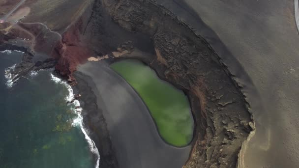 Lago Verde Golfo Lanzarote Vista Aérea También Llama Charco Los — Vídeos de Stock