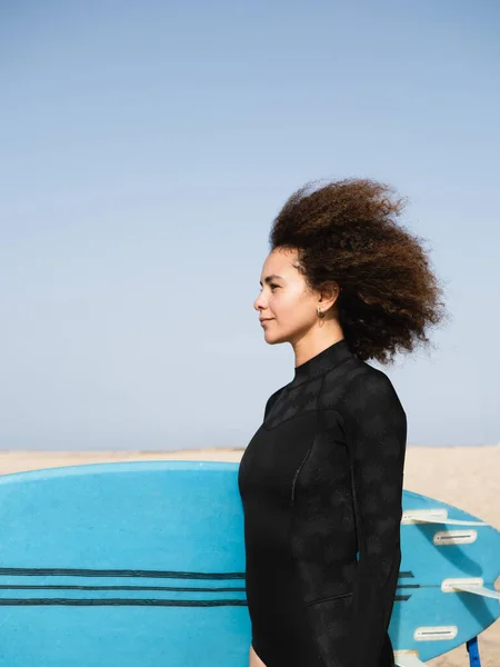 Multiracial Surfer Female Profile Portrait — 스톡 사진