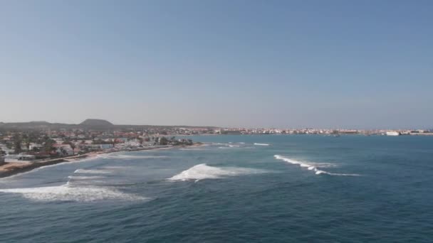 Corralejo Bay Aerial View Surf Spot Travel Destination Fuerteventura Canary — 图库视频影像
