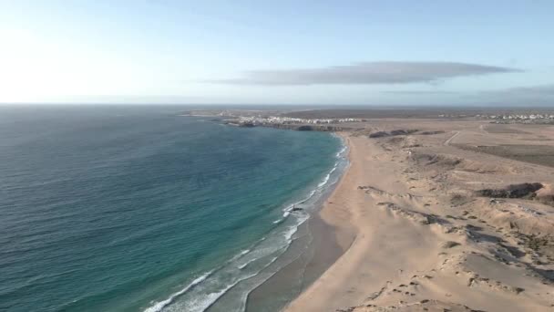 Piedra Playa Beach Cotillo Aerial View Fuerteventura Canary Islands — Stockvideo