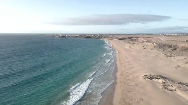 Cotillo Beach Piedra Playa Fuerteventura Canary Islands Aerial View — Stockvideo