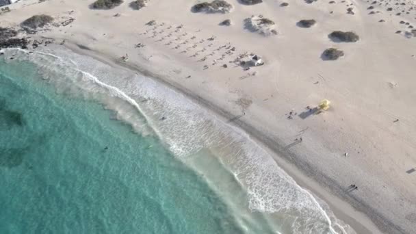 Entubadera Strand Corralejo Luftaufnahme Insel Fuerteventura Schöner Weißer Sandstrand Mit — Stockvideo