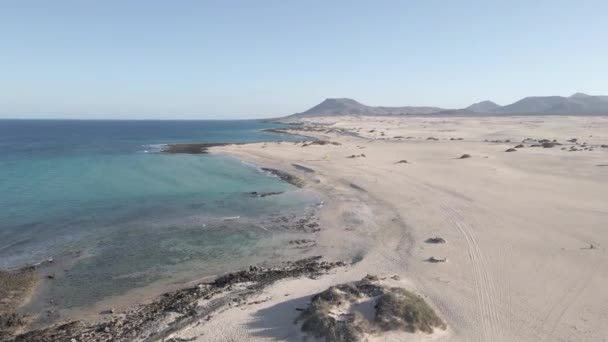Strände Von Corralejo Auf Fuerteventura Aus Der Luft — Stockvideo