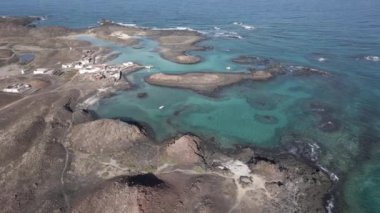 El Puertito, Lobos Adası hava manzaralı.  