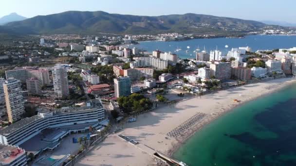 Magaluf Spiaggia Skyline Vista Aerea Famosa Destinazione Turistica Maiorca — Video Stock