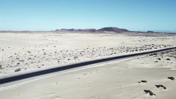 Corralejo Sand Dunes Yol Manzaralı Fuerteventura — Stok video