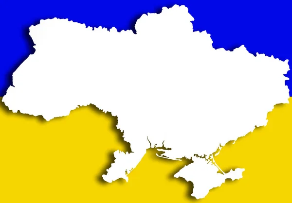 Patriótico Ucrânia Mapa Cores Bandeira Ucraniana — Fotografia de Stock