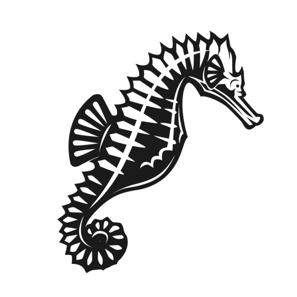 Zeepaardrijkunst Zwart Wit — Stockvector