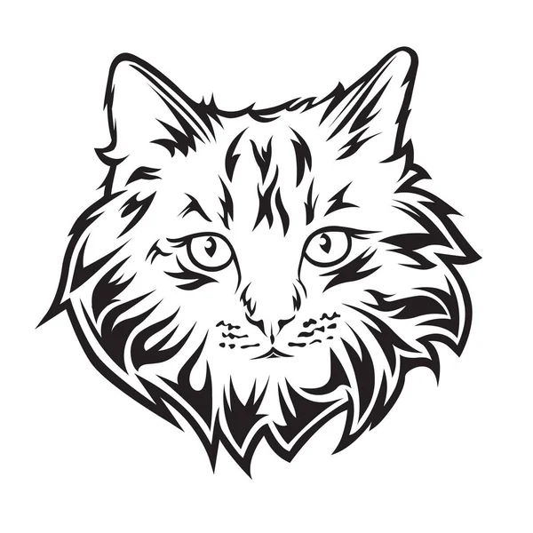 Kattenkop Kunst Zwart Wit — Stockvector