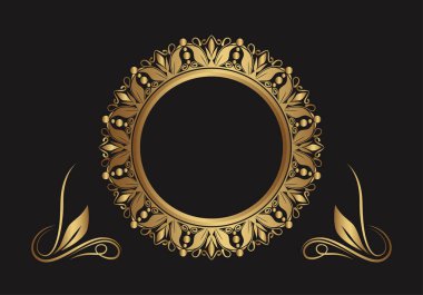 mandala vektörü, altın süs, sınır süslemesi