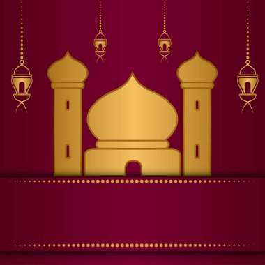 Lüks arka plan, cami ve altın fener.
