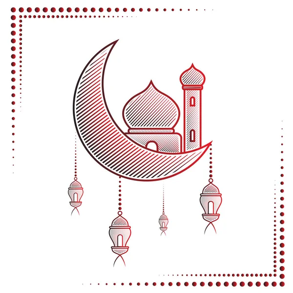 Mosque Poster Vector Hand Drawn Style — Stock Vector