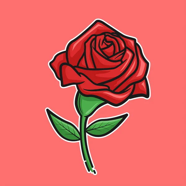Vector Ilustración Flor Rosa Roja — Vector de stock