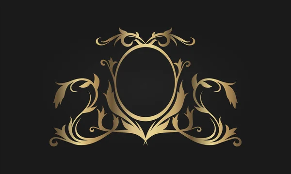 Vintage Ornament Logo Border Gold Decoration — Stock Vector