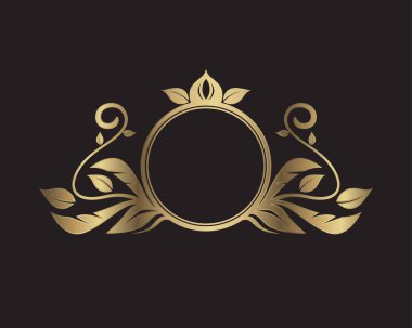 vektör süslemesi, isim etiketi altın dekorasyonu