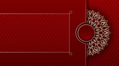 kırmızı lüks arka plan, mandala ve altın sınırlı