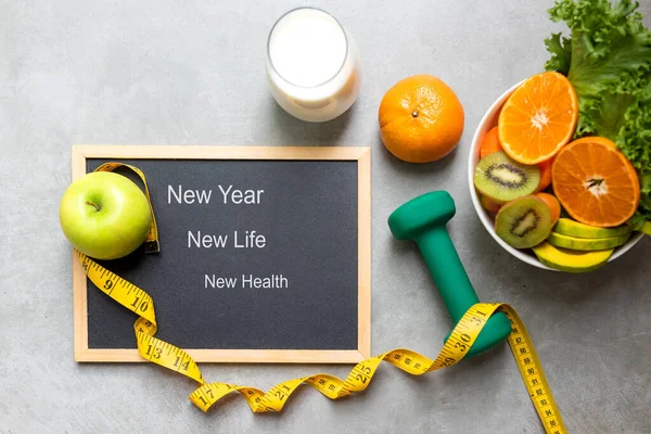 Año Nuevo Para Nuevos Cambios Saludables 2023 Frutas Vegetales Frescas — Foto de Stock