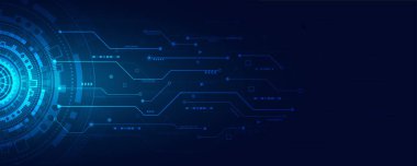 Çember teknolojisi arka planda. Devre kartlarıyla fütüristik kavram.