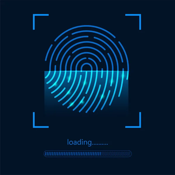 Cyber Verbriefungskonzept Abstrakter Blauer Technologiehintergrund Fingerabdruckscanner — Stockvektor