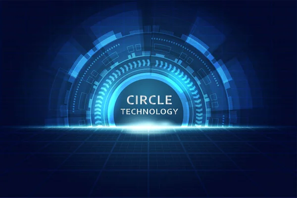 Abstrato Fundo Tecnologia Azul Com Tecnologia Light Circle Digital Innovation — Vetor de Stock